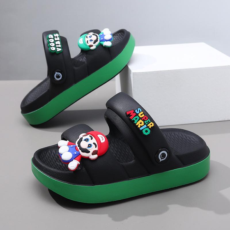 Stylish Mario Kids Sandals Summer Indoor Slip On Shoes For Boys Fashionable Beach Footwear