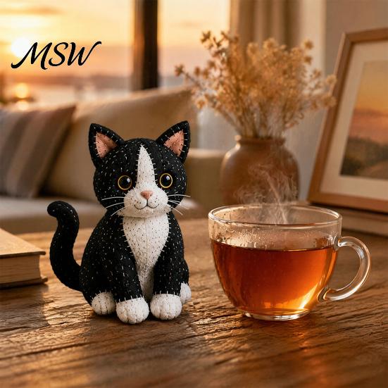DIY Animal Ornament Kit Patchwork Cat Kit, Create Adorable Ornament, 3D Sewing Handmade Ragdoll Cute Kitty Craft for Adults Beginners, Home Decor Gift