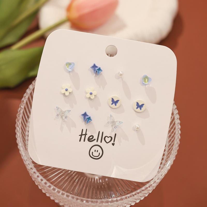 1 Набор Простой и Компактный Набор Сережек-Игл Любовь Геометрическая Комбинация Сережек Милые Сладкие и Универсальные Серьги