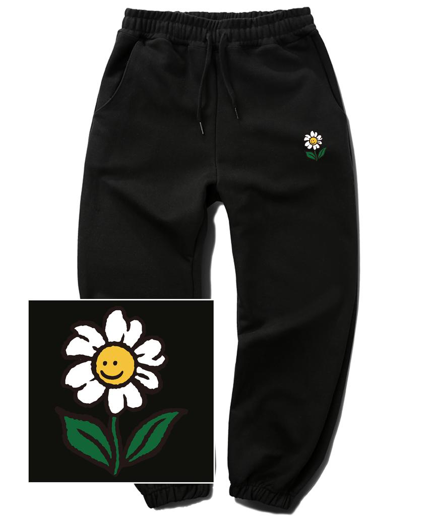 TRIPSHION Single Flower Logo Jogger Sweatpants - Black