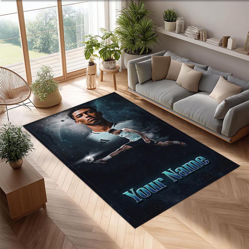 Jude Bellingham Printed Crystal Velvet Rug Non‑Slip Crystal Velvet Carpet For Sofa Bedroom Indoor Home Decoration