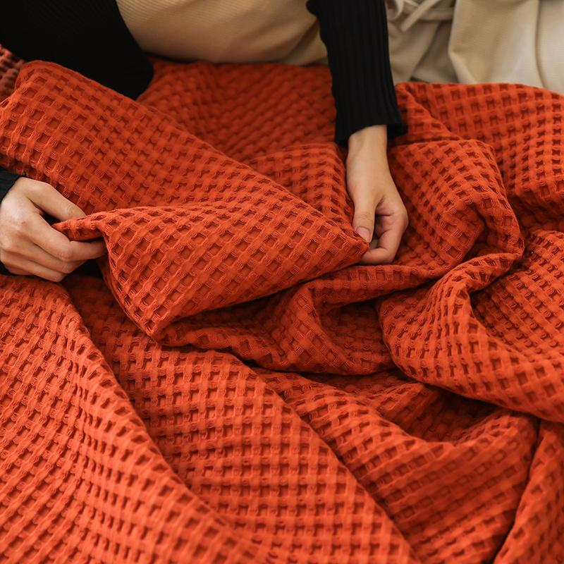 Летнее 3D вафельное покрывало из чистого хлопка, тонкое стеганое покрывало, вязаное покрывало для дома, отеля, покрывало для дивана, пледы