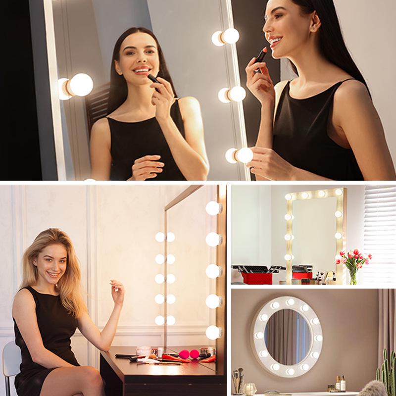 Светодиодная лампа для макияжа в голливудском стиле с сенсорным управлением, трехцветной плавной регулировкой яркости