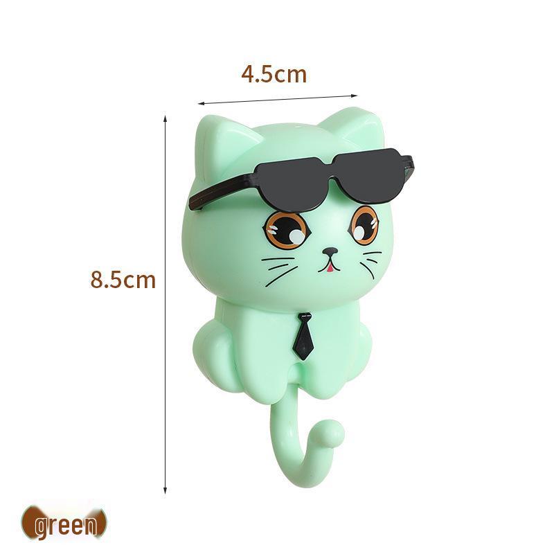 Multifunctional Cartoon Cat Key & Eyeglass Hooks – Door & Hall Storage Rack