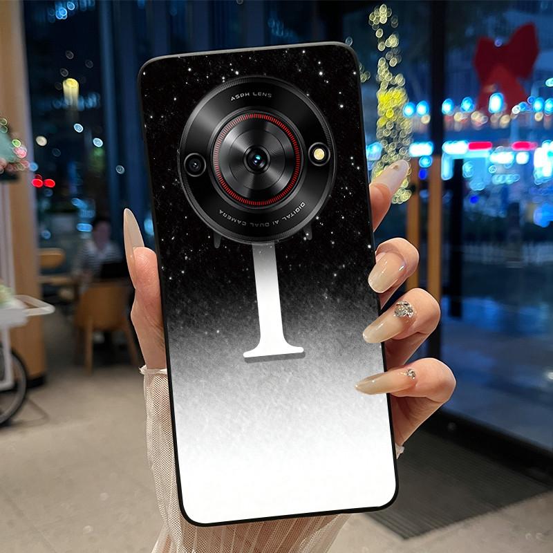 Anti-scratch Soft Case For ZTE Blade A75 5G/ Nubia Focus 5G Custom Name A to Z Letter With Flower Starry Sky Pattern Casing