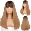 MISSQUEEN Ombre Коричневые Золотые Длинные Прямые Волосы Лолита Бобо Парики с Челкой Синтетические Парики для Женщин Косплей Жаростойкие