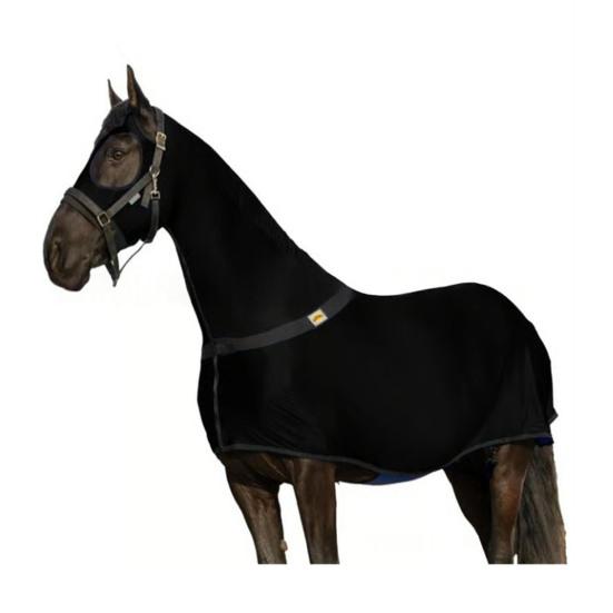 Попона для лошади на все тело с капюшоном на молнии, обертышем для живота, эластичная дышащая, для пони, эластичный чулок, слинки с защитой шеи, конные принадлежности
