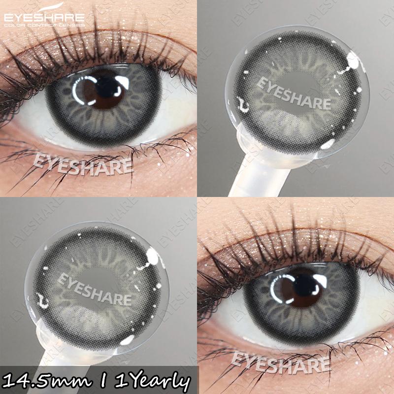 Eyeshare 2pcs Colored Contact Lenses for Eyes Blue Contact Black Eye Lens Gray Beautiful Pupils Yearly Brown Eyes Makeup Lenses