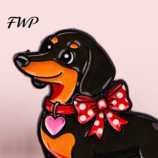 Zinc Alloy Brooch Decorative Enamel Dachshund Design Lapel Pin Textured Sweater Dress Suit Badge Versatile Outfit Accessory