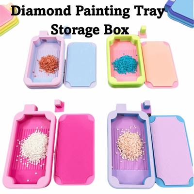 DIY Поднос для алмазной мозаики, вышивки, большой вместимости, с крышкой, цветной, стойка-органайзер для хранения страз