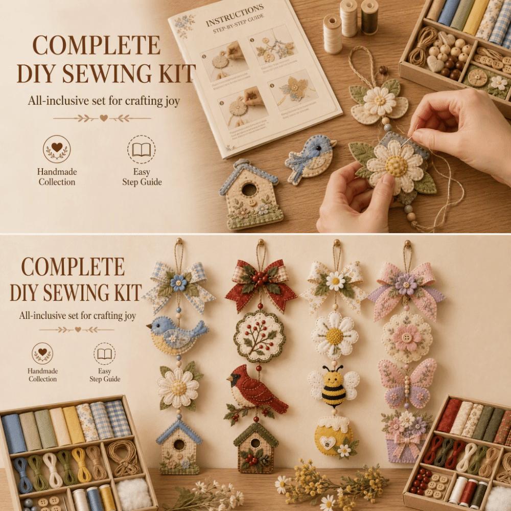 Handmade Patchwork Sewing Set Thickened Festive Fabric Door Decor Kit Christmas Party