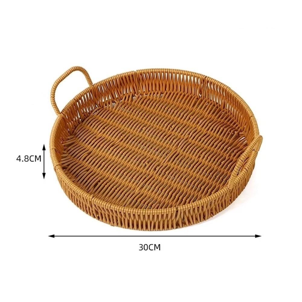 Plastic Imitation Handwoven Rattan Basket with Handle Wicker Basket Food Storage