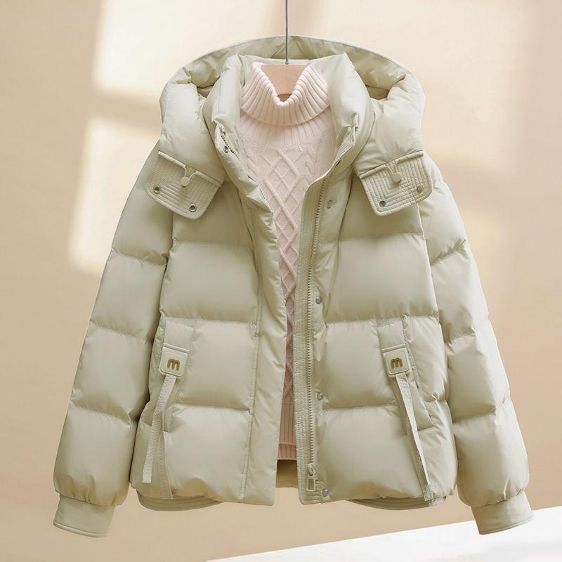 Women's Short Warm Hooded Cotton-Padded Jacket - Winter 2025 Korean Style, Thick and Loose Fit