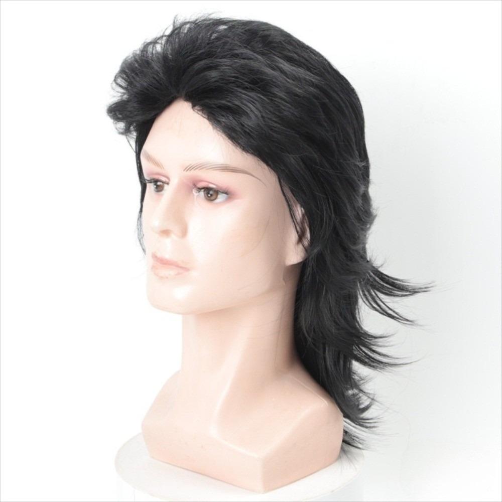 70s 80s Retro Cosplay Costume Wig Curly Rocker Disco Wigs Punk Men Mullet Wigs Male
