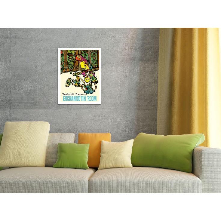 Pacifica Island Art Enchanted Tiki Room - United Air Lines - Vintage Airline Travel Poster by James Jebavy c.1968-8 x 12 inch Vintage Metal Tin Sign