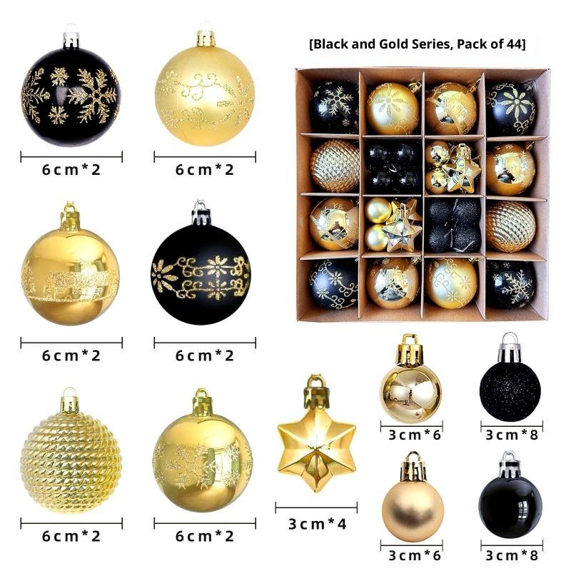 Xmas Tree Ornaments 42/44 Pcs Holiday Decor PVC Glossy Ball Set Christmas Decorations