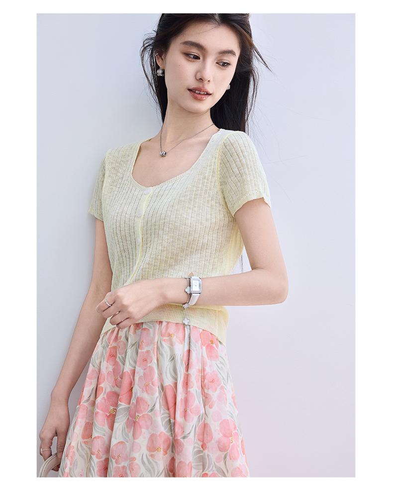 Summer Candy Colored Knitted Shirt
