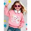 European sizes Cute Cat Print Pattern Kids' Spring Lightweight Crew Neck Sweatshirt, Ages 0-3, Comfortable and Soft Design, Suitable for Outdoor Wear