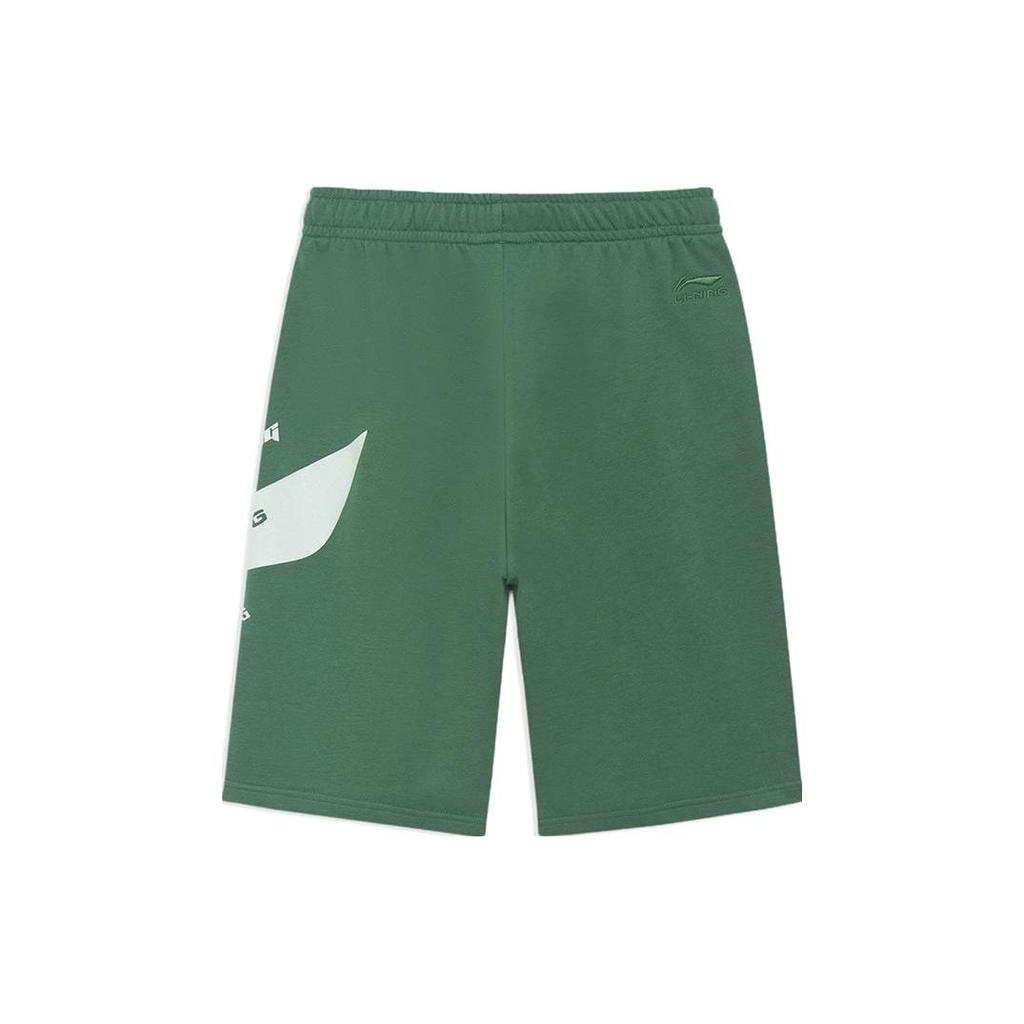 Li Ning Sports Fashion Series Logo Print Casual Sports Shorts Men Shorts Fog-Pine-Green AKSS495-3