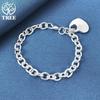 925 Sterling Silver Solid Heart Pendant Bracelet Jewelry