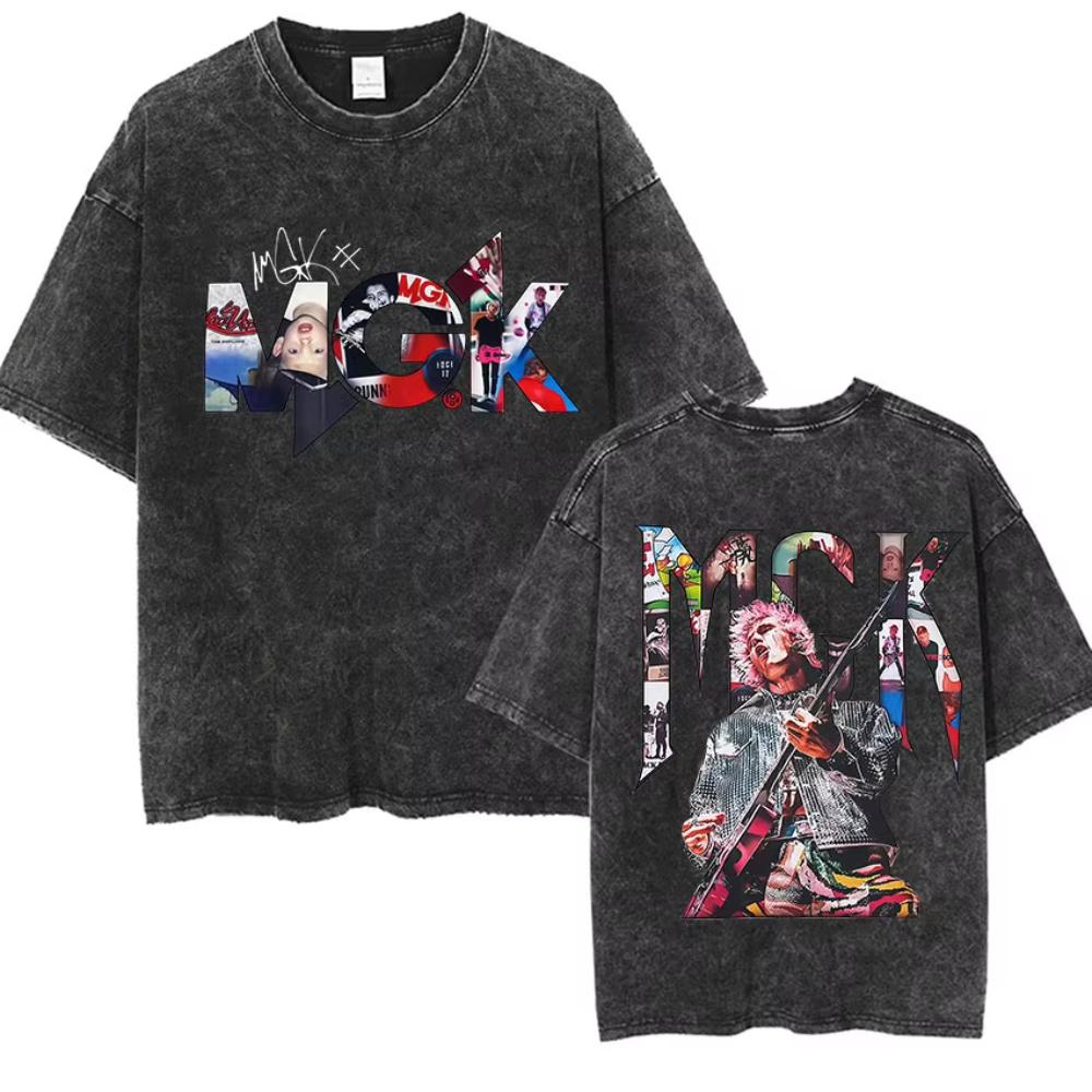 Vintage Washed Machine Gun Kelly T Shirt MGK Lost Americana Tour Fans Tshirts Men Women Punk Gothic Hip Hop Oversized Tees