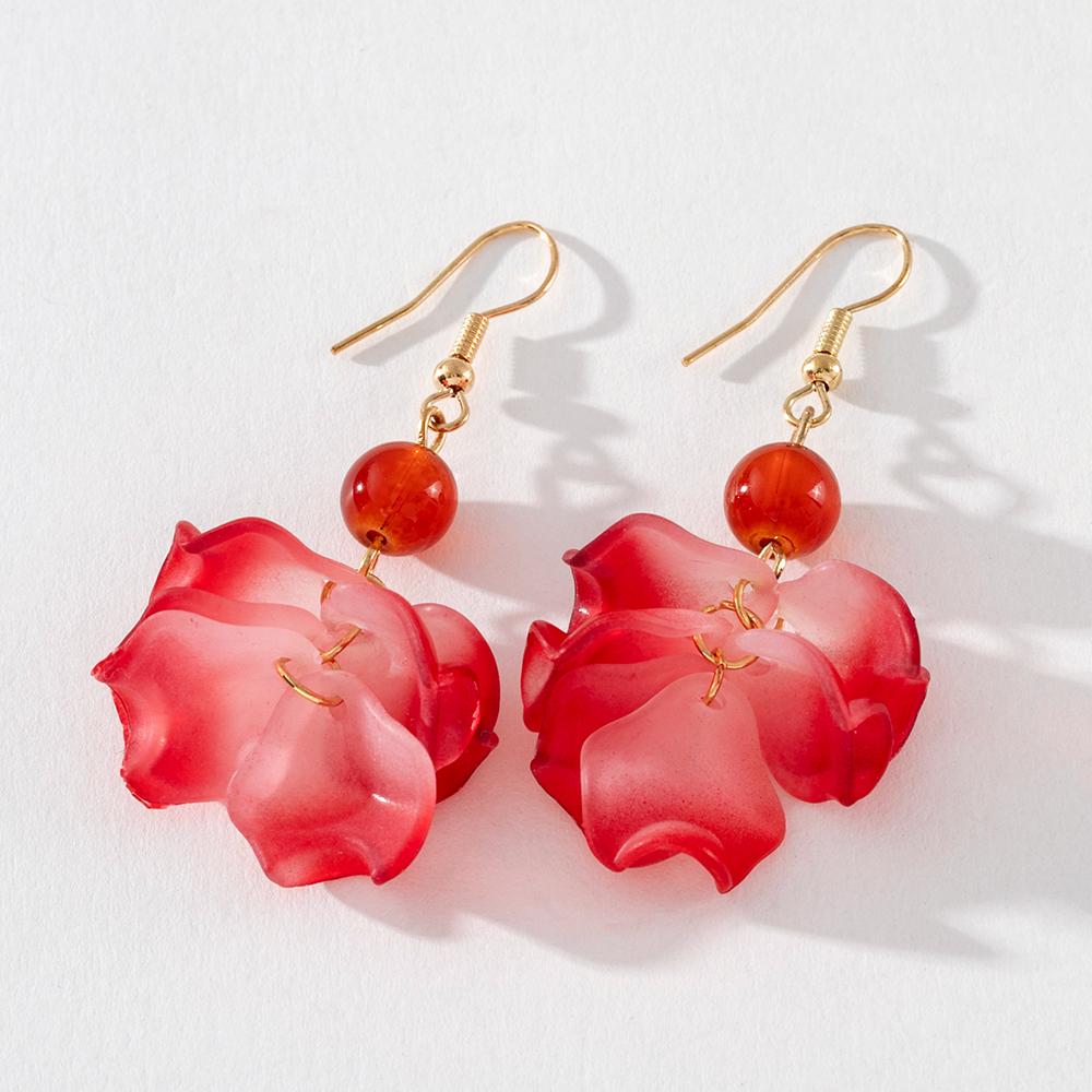 Pinkdudu Модные Простые Серьги-кисточки с красными цветами Сладкие Акриловые Сплавные Висячие Серьги для Женщин Ювелирные Подарки PD725