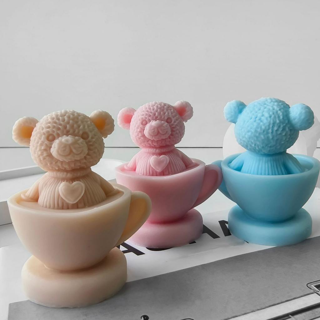 Силиконовая форма для свечей в форме медведя, художественная силиконовая форма для свечей в форме медведя для уникальных самодельных свечей