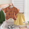 Boys' 2-Piece Cotton Set - Round Neck Cartoon Pattern T-shirt+Casual Shorts- Affordable Price Baby Clothes -S-XXL