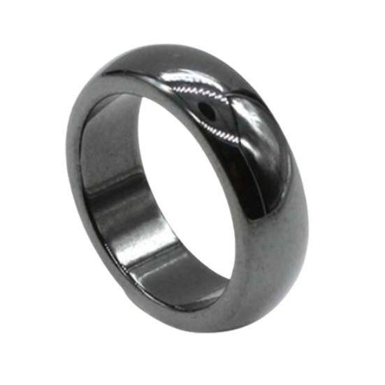 Simple Flat Magnetic Hematite Width Finger Unisex Ring