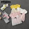 Комплект детской одежды из 2 предметов, весенне-летние костюмы для девочек, пряжа, топы с короткими рукавами + брюки, комплект одежды
