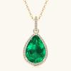 Silvere Glam Water Drop Emerald Pendant, A High-end Design For Girls, S925 Pure Silver Plated With K Gold Pendant