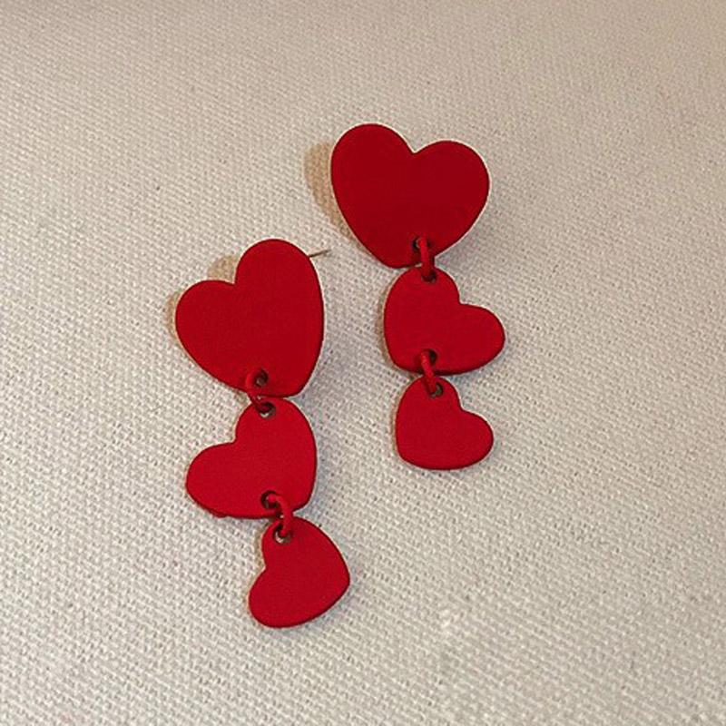 Серьги-капли с красным бантом для женщин, темпераментные серьги с сердечками и бантом для девочек, новогодние праздничные украшения
