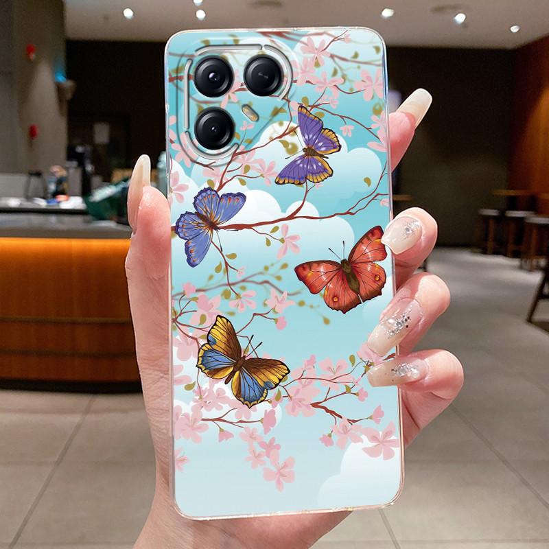 Для Tecno Pova 7 Pro LJ8 Чехлы Pova7 Ultra LJ9 Neo LJ6 LJ7 Funda Цветок Бабочка Чехол для Телефона Мягкий Силикон Прозрачный ТПУ Чехол