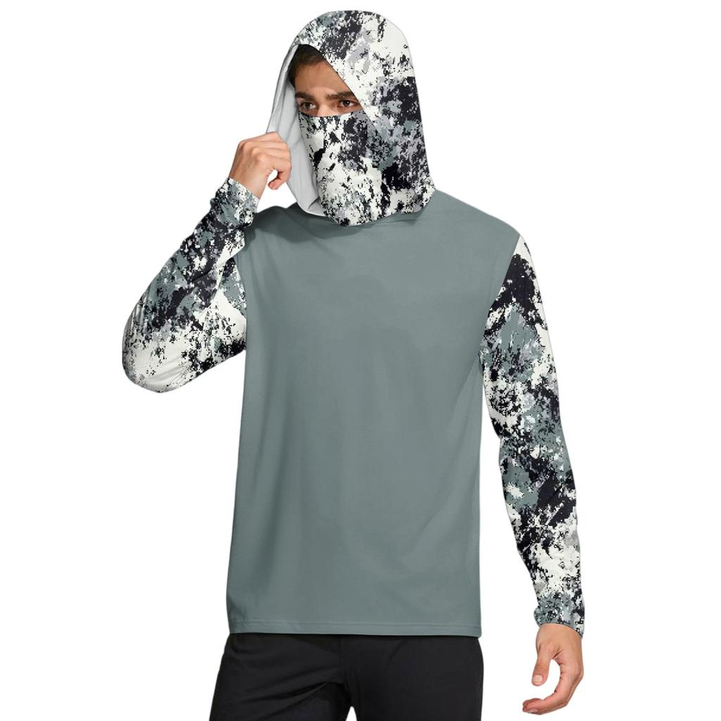 Мужская рубашка с маской Легкая с длинным рукавом Капюшон Для пеших прогулок Рыбалки Для выступлений