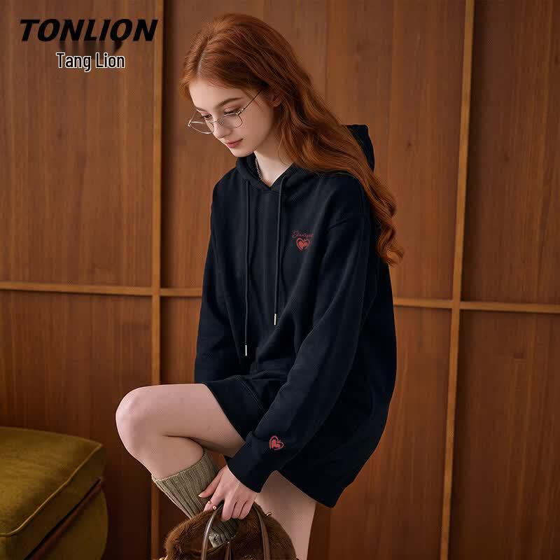 Женская толстовка TonLion свободного кроя с капюшоном и завязками
