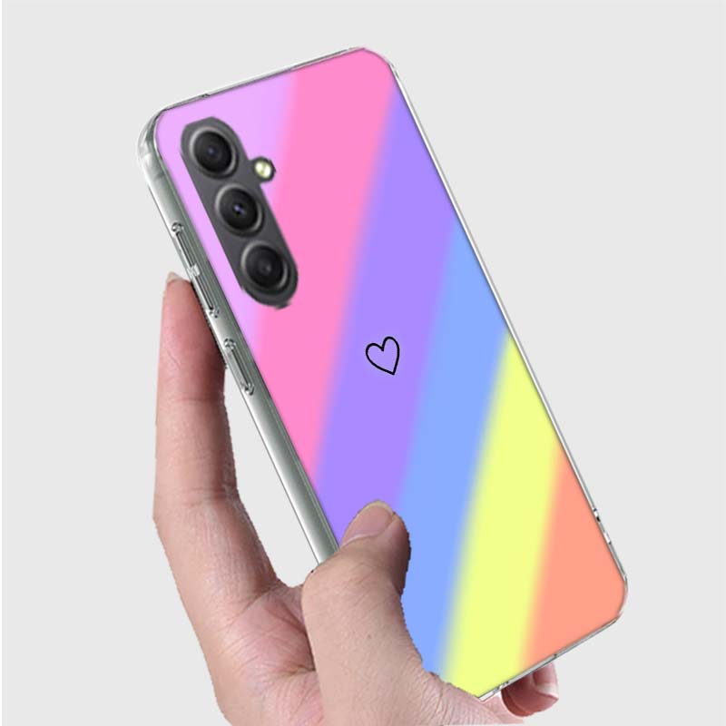 Rainbow Gradient Love Phone Case for Samsung A16 A26 A36 A56 A17 A37 A57 A07 A06 A02S A03 A04S A05S Galaxy Note 20 10 A50S A71 A