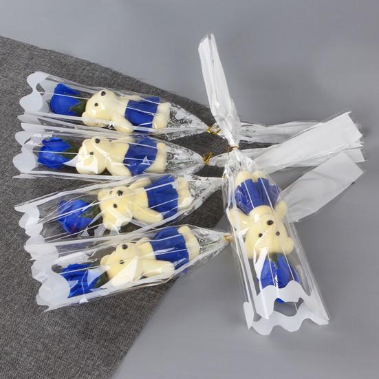 Букет из роз на День святого Валентина с мишкой Одиночная мыльная роза с плюшевым мишкой Искусственный букет роз Подарки на свадьбы, юбилеи