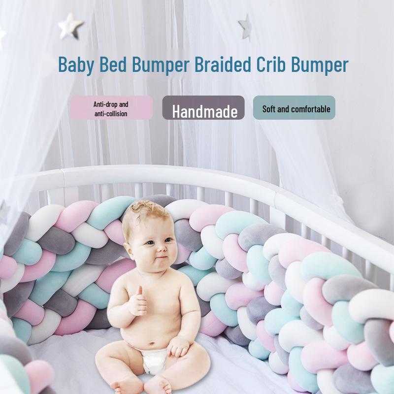 Датская вязаная подушка-узел, заплетенная из четырех прядей – Защитный бортик для кровати от ударов для детской комнаты