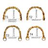 Handbag Handles U-Shape Bamboo Imitation Handle/Metal Link Buckle Set for DIY Lady Purse Handcrafted Bags Accessories