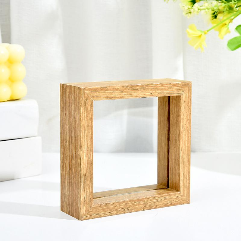 1шт креативная модная фоторамка двухсторонняя стеклянная мини квадратная рамка для образцов деревянная ретро