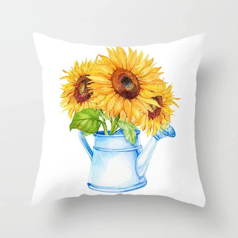 Office Living Room Home Pillowcase Sunflower Print Pattern Pillowcase Car Ornaments