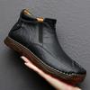Элегантные ботинки челси осень-зима, кожаные мужские туфли, с круглым носком, роскошные дизайнерские ботинки по щиколотку, нескользящие, черные, без застежек, большой размер 47
