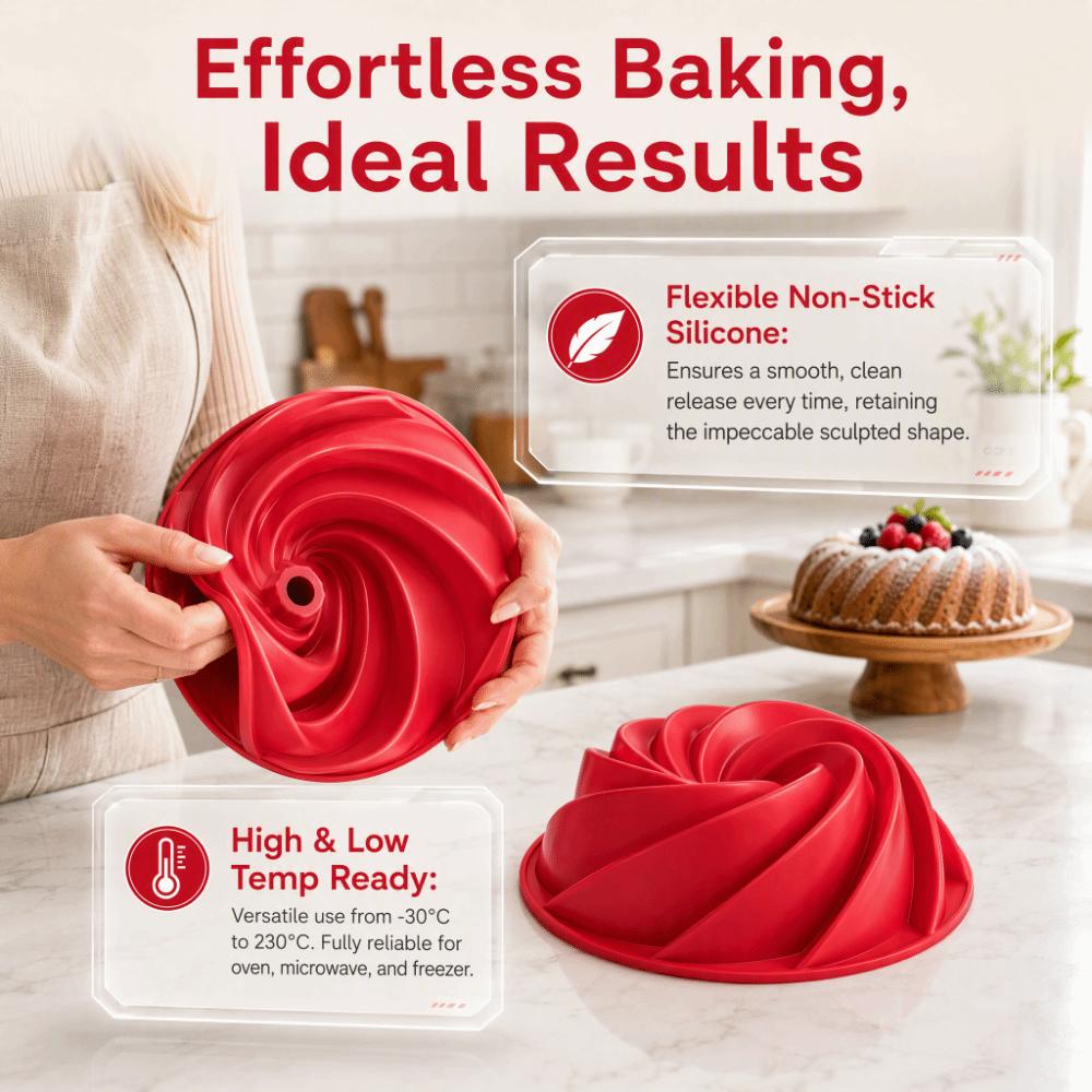 Silicone Spiral Cake Pan Non-Stick Fluted Bundt Pan Multipurpose Round Baking Pan  Home Kitchen