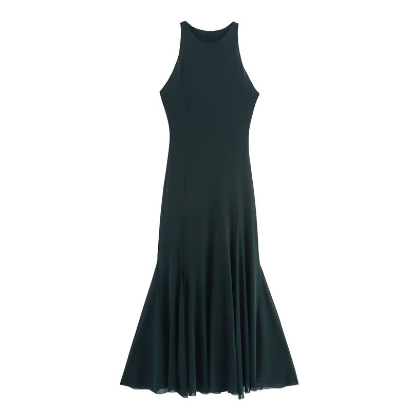 Kaslead New Arrival Women's Clothing Fashion Style Fashion Simple Triangle Cloth Silk Mesh Length Dress 5039830