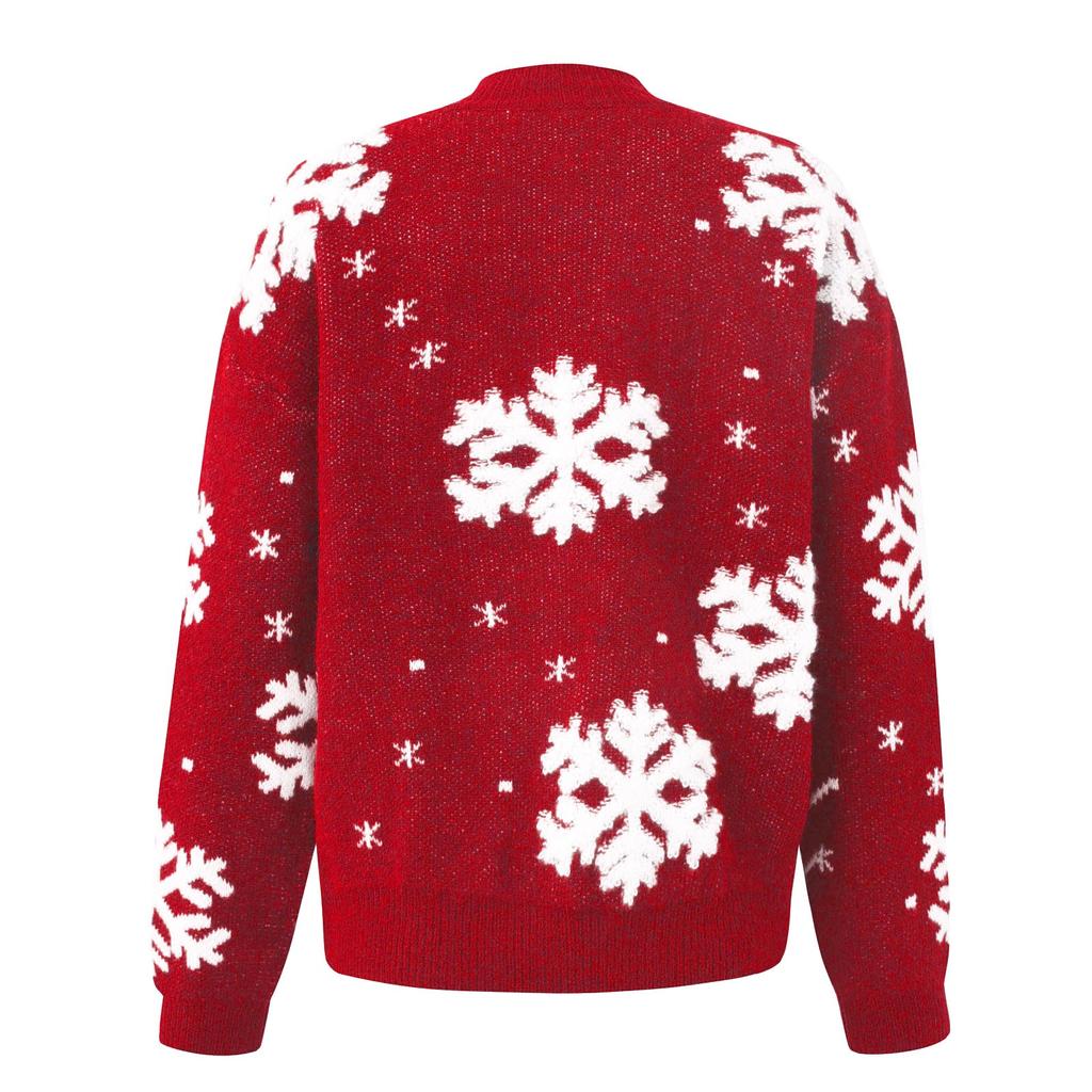 Женский модный рождественский свитер, свитер с длинным рукавом и высоким воротником