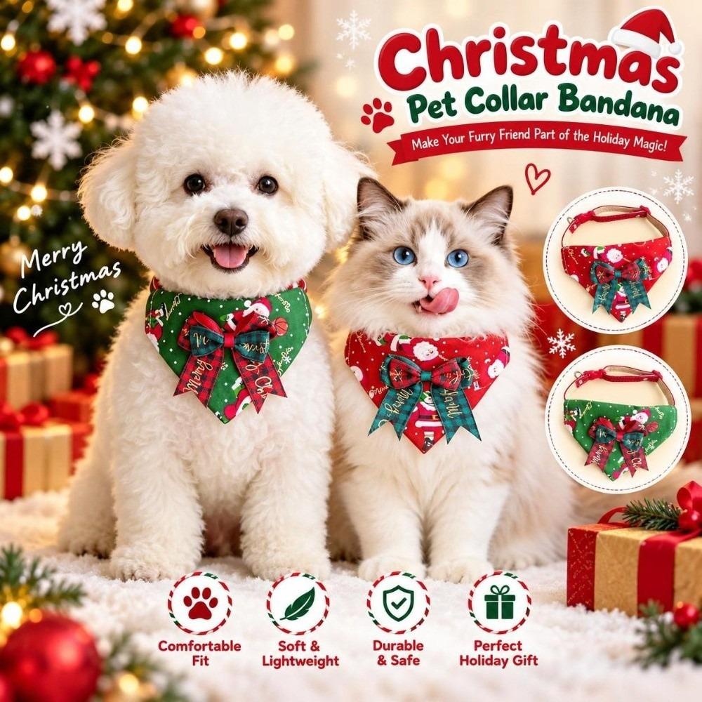 Adjustable Collar Pet Collar Bandana Cotton Fabric Holiday Pet Bib Holiday Outings