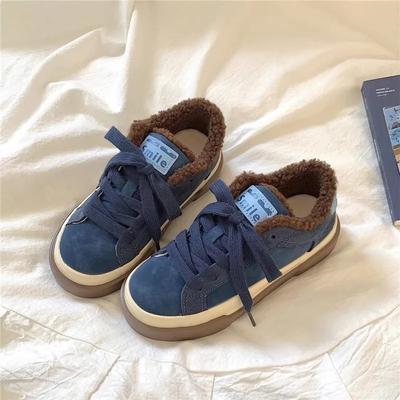 Модная женская повседневная спортивная обувь Зимняя новая обувь с круглым носком, с мелким вырезом, утепленная вельветом, теплая, противоскользящая, износостойкая, низкая