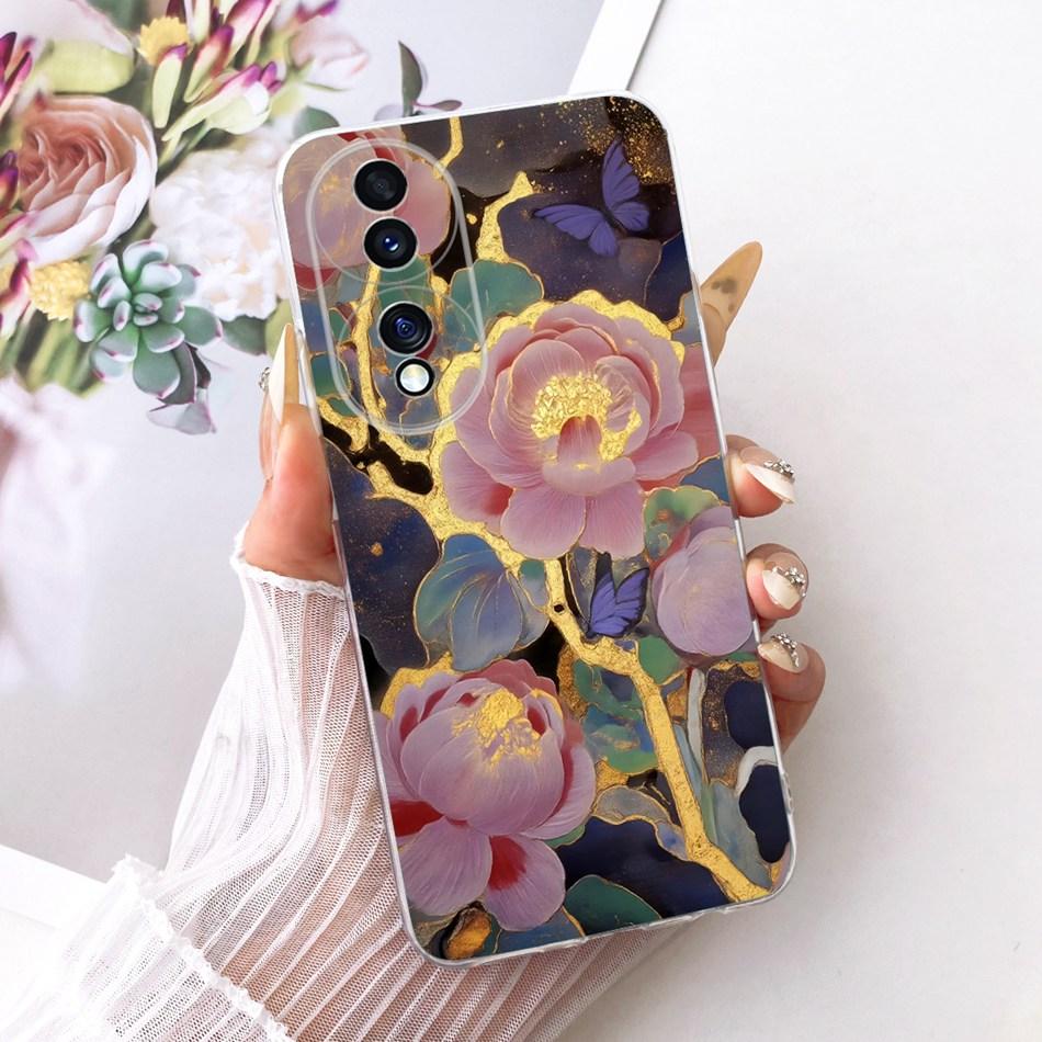 For Honor 70 70Pro Pro+ Cute Flower Butterfly Cat Painted Case For Honor70 70 Pro Plus 5G Soft Silicone TPU Phone Cases