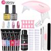 Mobray 15/8/5PCS Poly Extention Gel Set For Manicure Gel Extension Set Color Nail Tip Form Crystal UV Gel Slice Brush Nail Gel