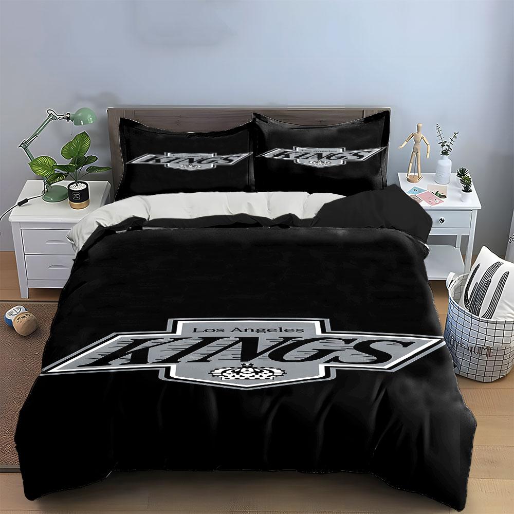 Los Angeles Kings Logo Design Print Bedding Set Duvet Cover Pillowcases (1* Duvet Cover 2* Pillowcases Do Not Include Comforter)